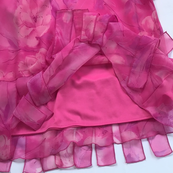 Vintage 90s Cap Sleeve Pink Midi Dress Rare Y2k Milkmaid Fairy Coquette Barbie M - Picture 13 of 17